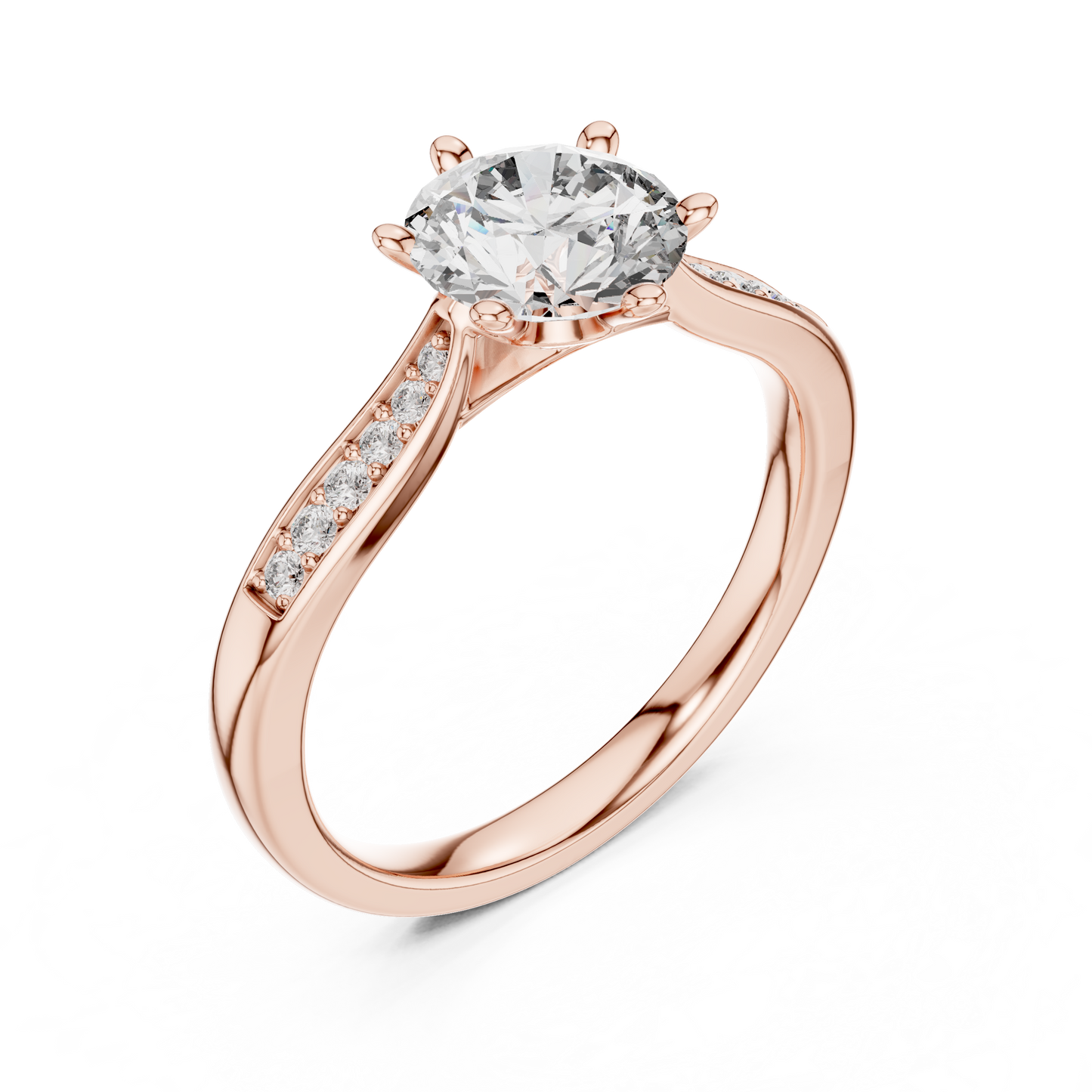 Pave Shoulder Engagement Ring