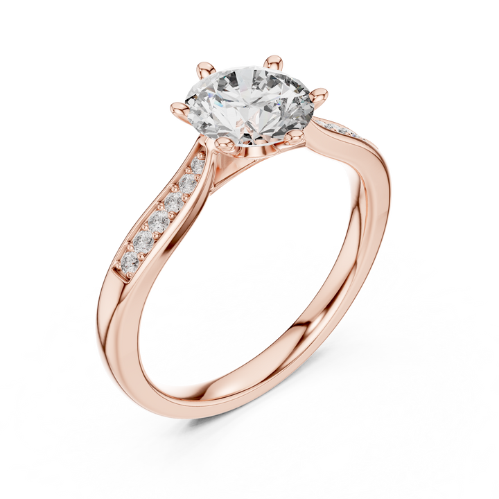 Pave Shoulder Engagement Ring