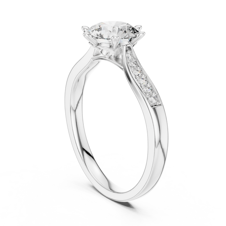 Pave Shoulder Engagement Ring