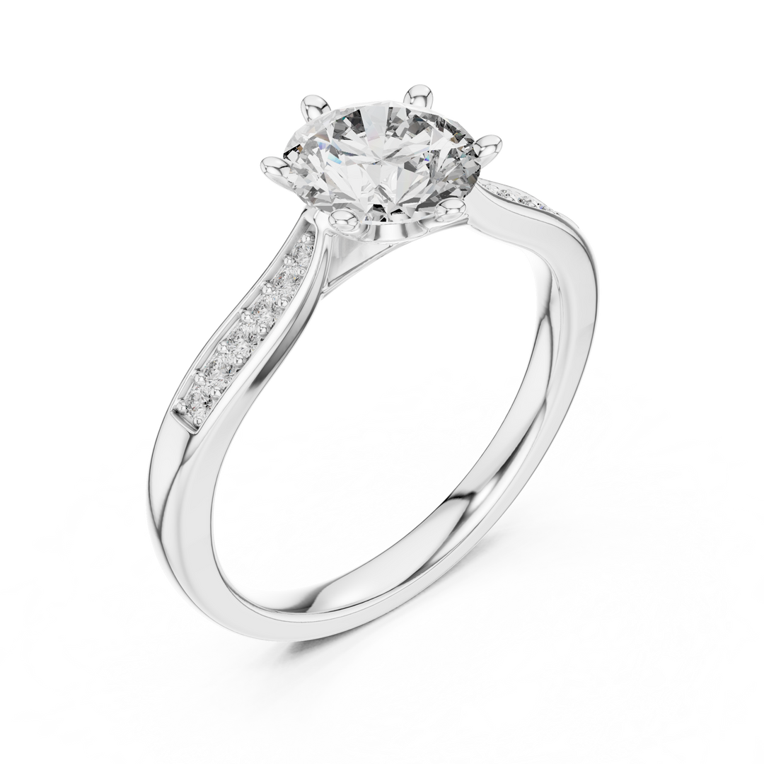 Pave Shoulder Engagement Ring