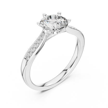 Pave Shoulder Engagement Ring