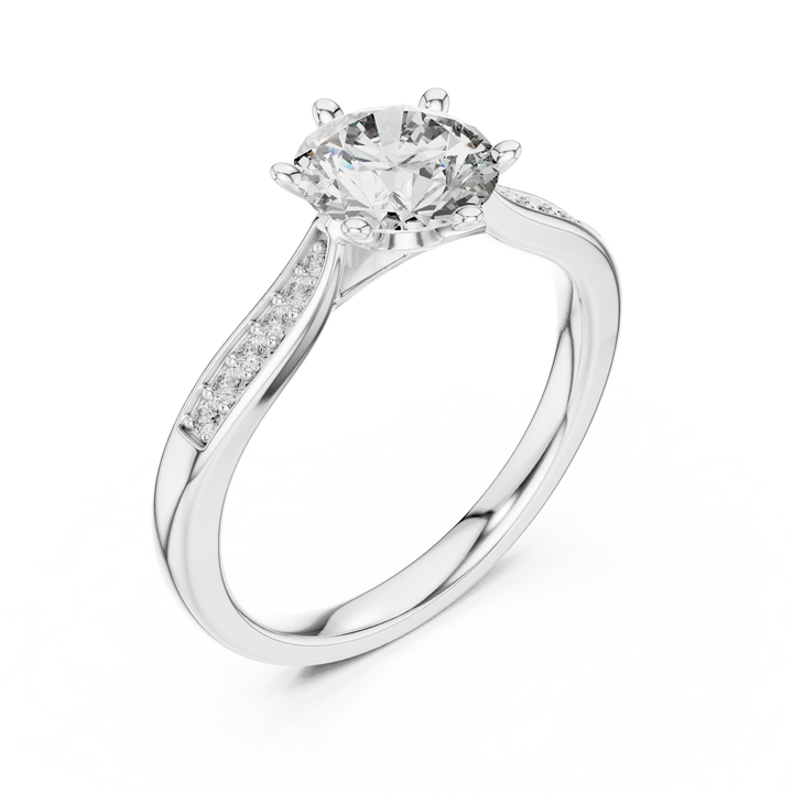 Pave Shoulder Engagement Ring
