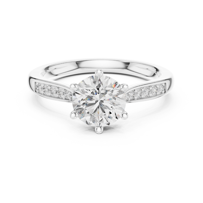 Pave Shoulder Engagement Ring