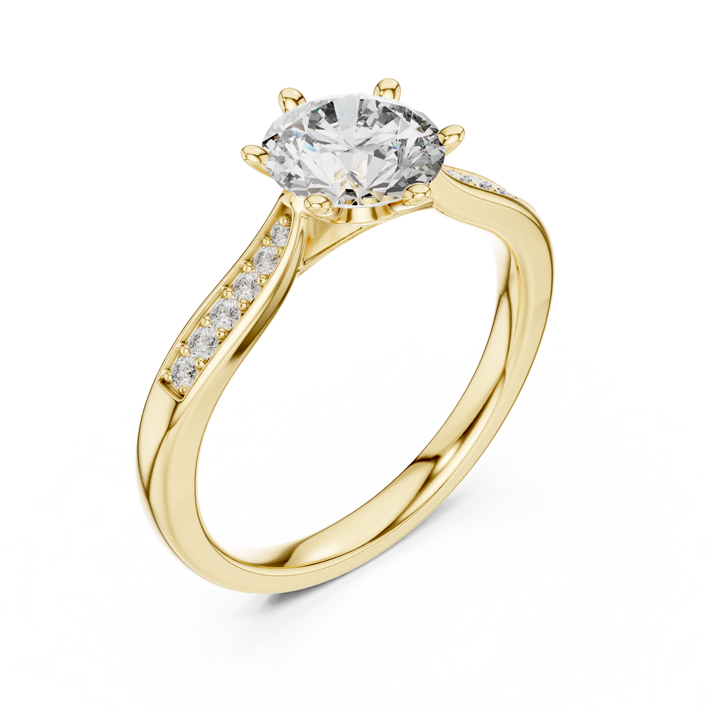 Pave Shoulder Engagement Ring