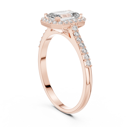 Elegant Emerald Halo PaveRing