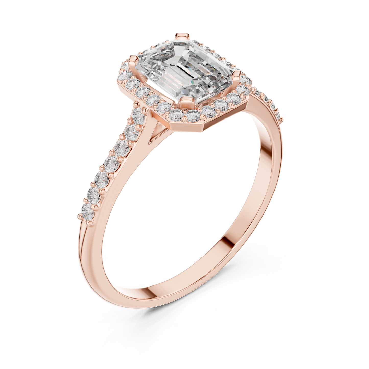 Elegant Emerald Halo PaveRing