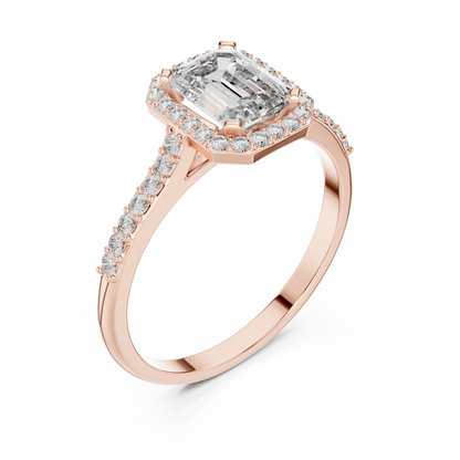 Elegant Emerald Halo PaveRing