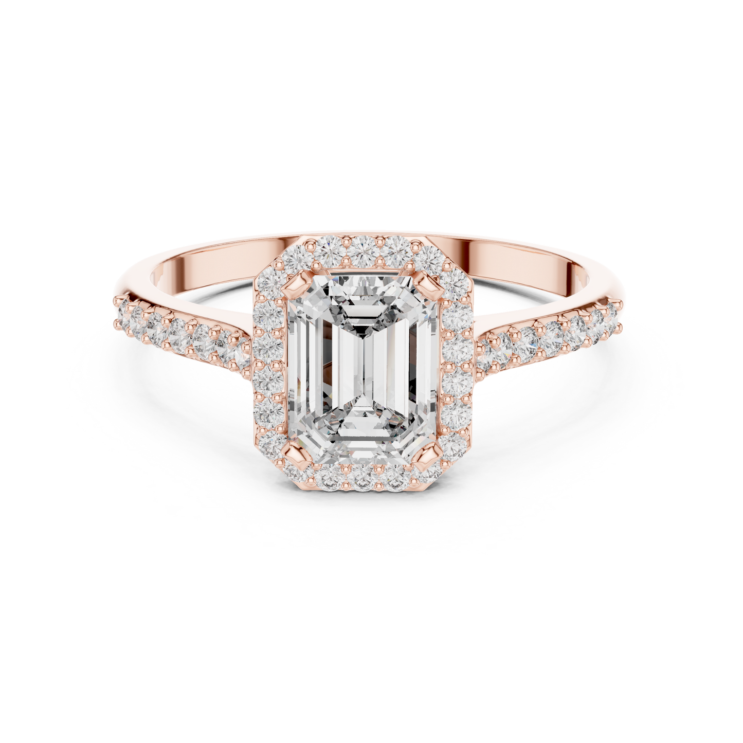 Elegant Emerald Halo PaveRing