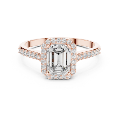 Elegant Emerald Halo PaveRing