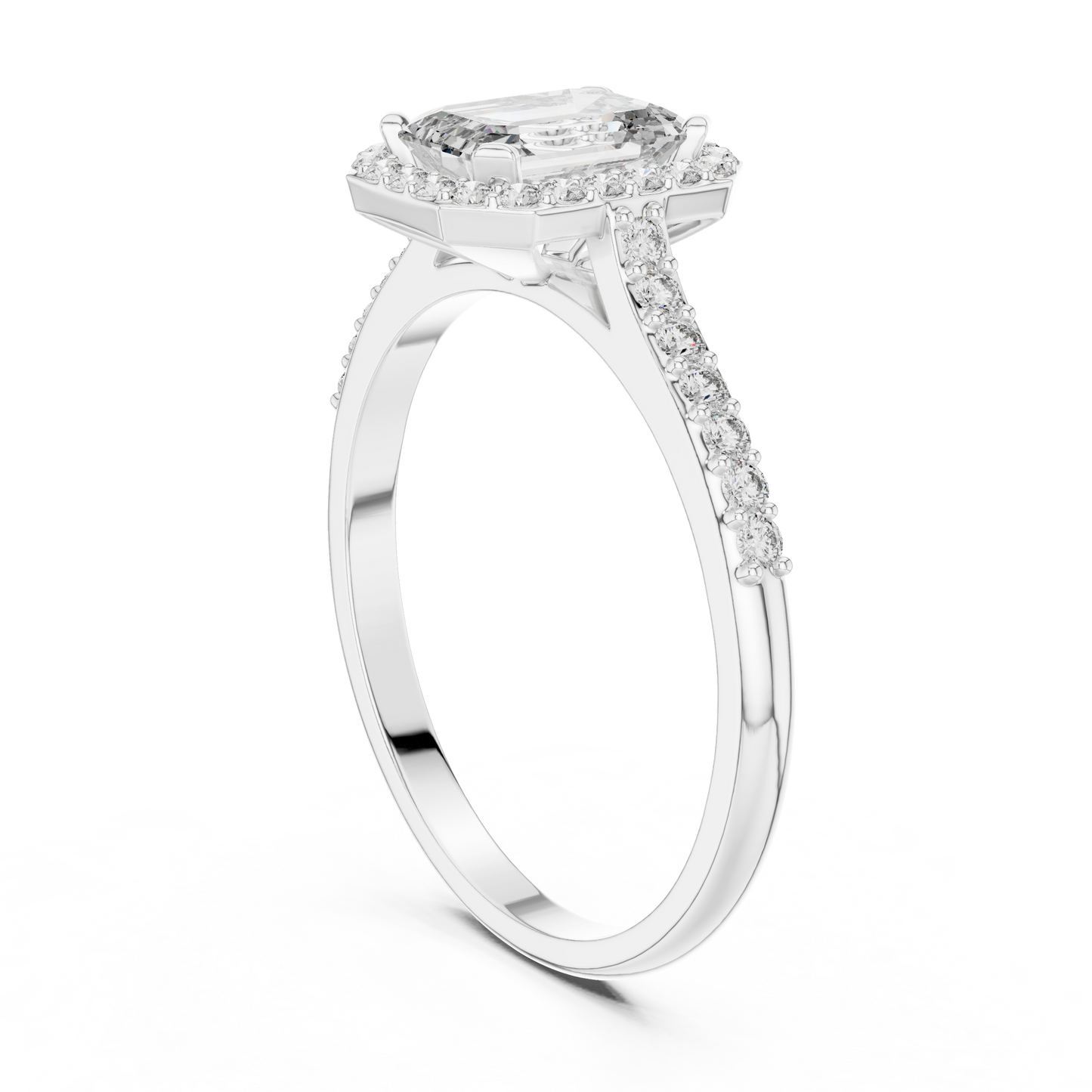 Elegant Emerald Halo PaveRing