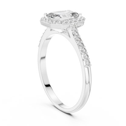 Elegant Emerald Halo PaveRing