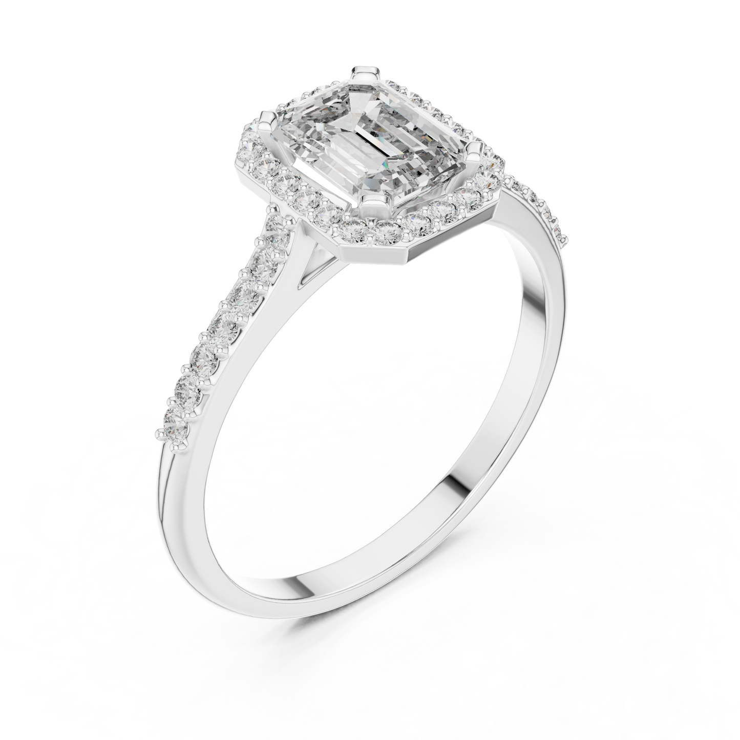 Elegant Emerald Halo PaveRing