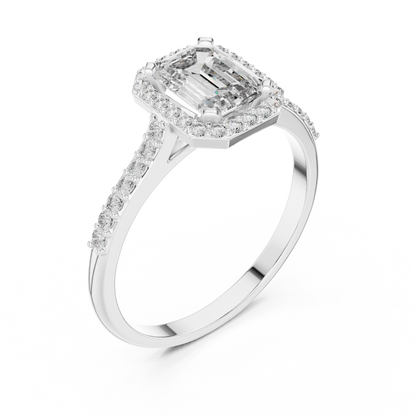 Elegant Emerald Halo PaveRing