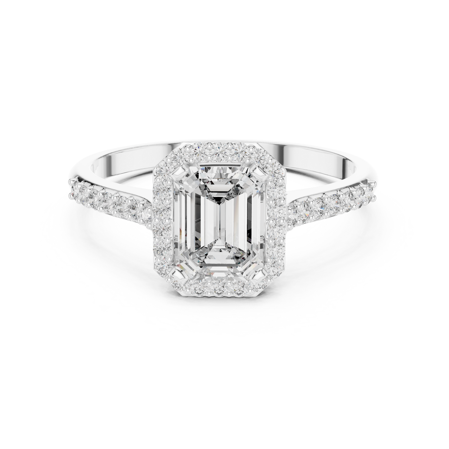Elegant Emerald Halo PaveRing