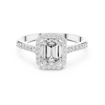 Elegant Emerald Halo PaveRing