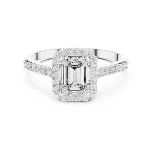 Elegant Emerald Halo PaveRing