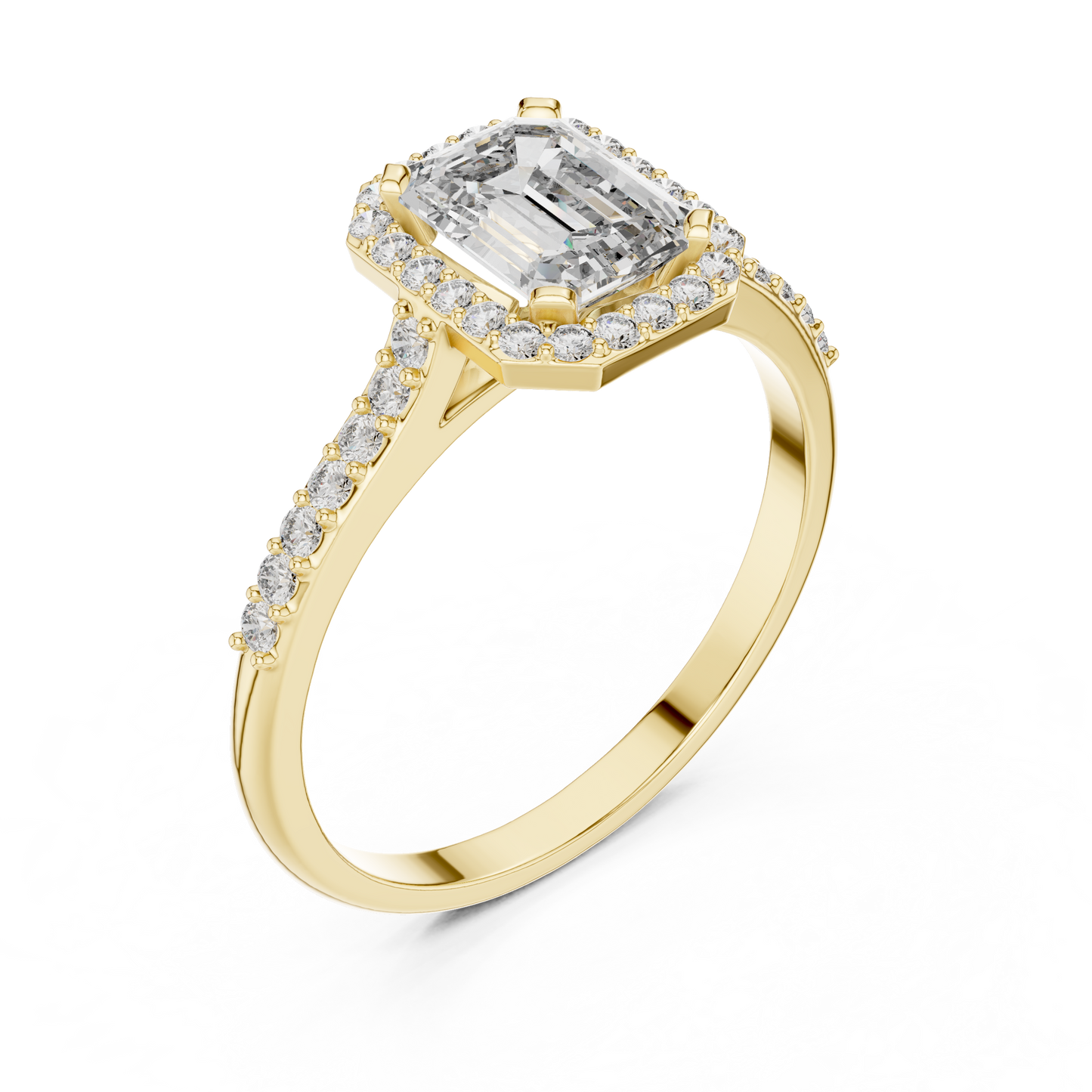 Elegant Emerald Halo PaveRing
