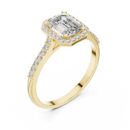 Elegant Emerald Halo PaveRing