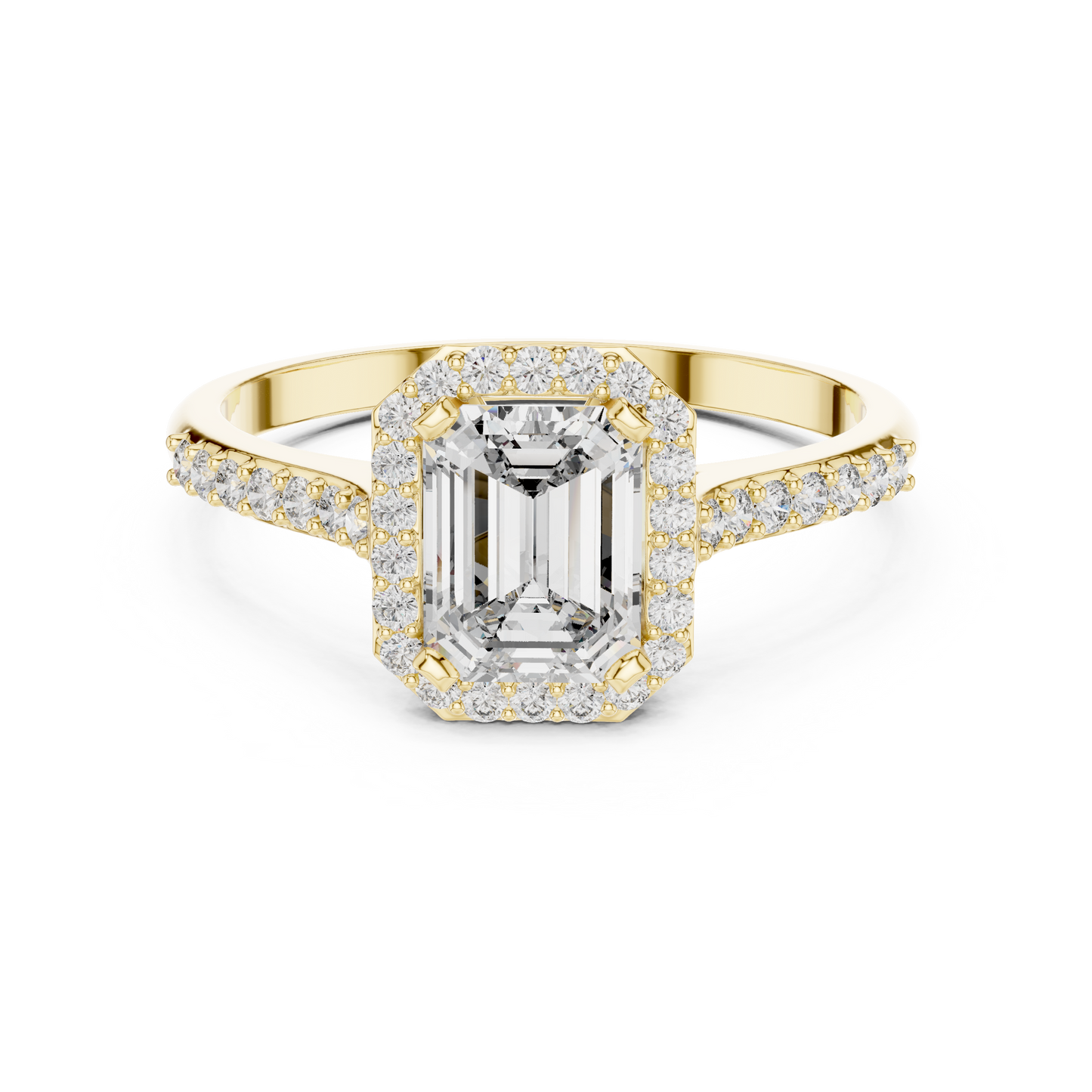 Elegant Emerald Halo PaveRing