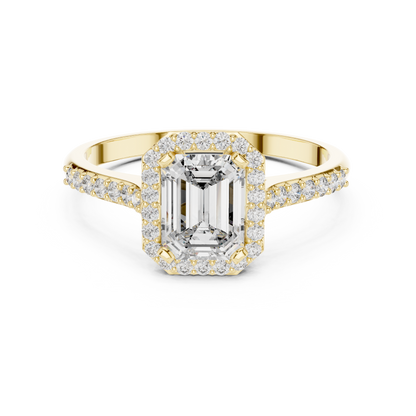 Elegant Emerald Halo PaveRing
