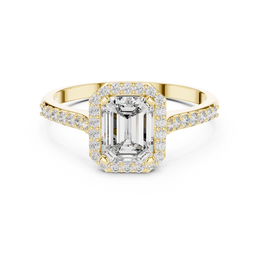 Elegant Emerald Halo PaveRing
