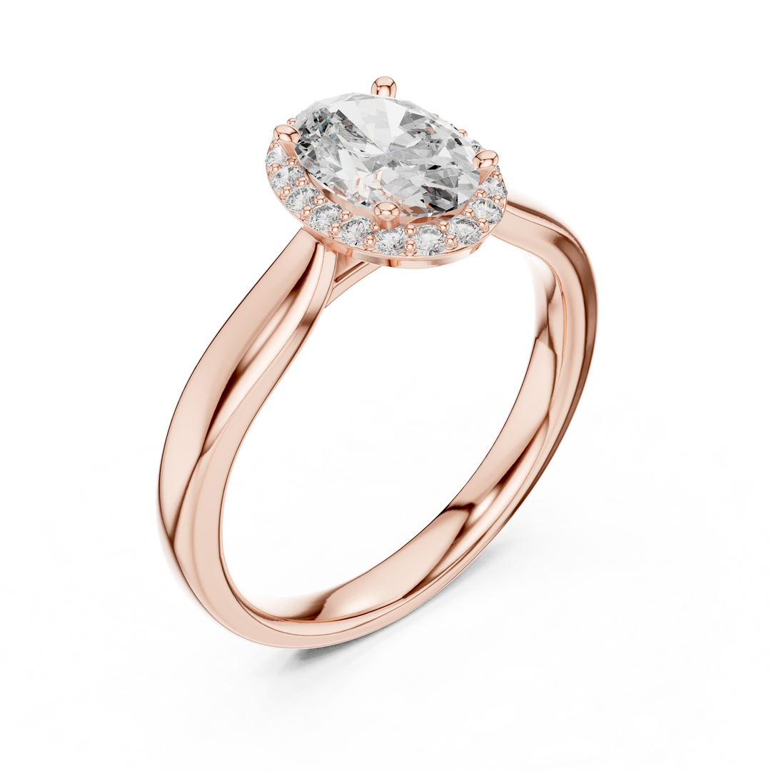 Elegant Oval Cut Halo Engagement Ring