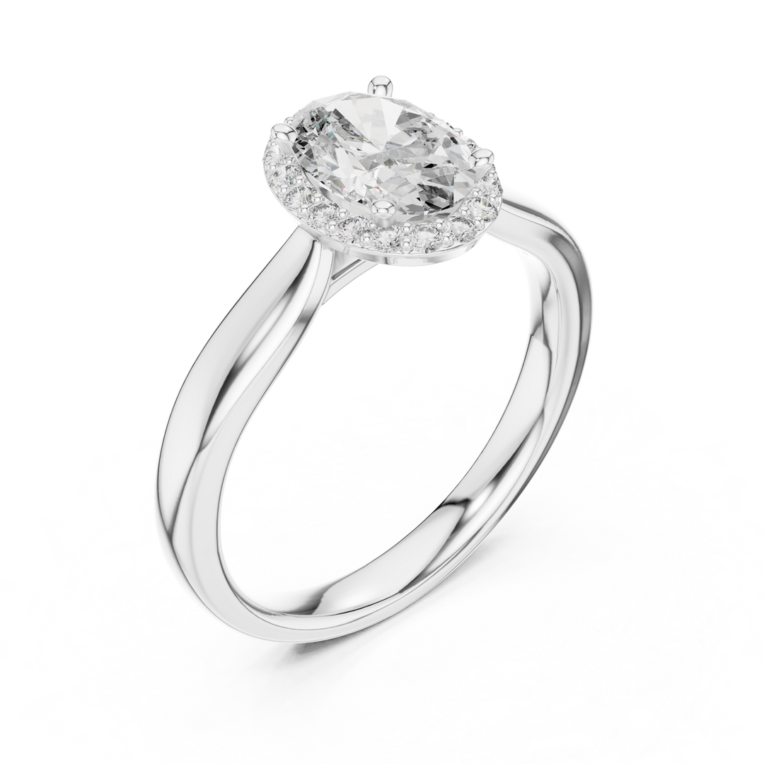 Elegant Oval Cut Halo Engagement Ring