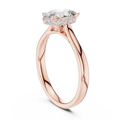 Oval Hidden Halo Engagement Ring with Pave Diamond Band