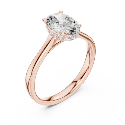 Oval Hidden Halo Engagement Ring with Pave Diamond Band
