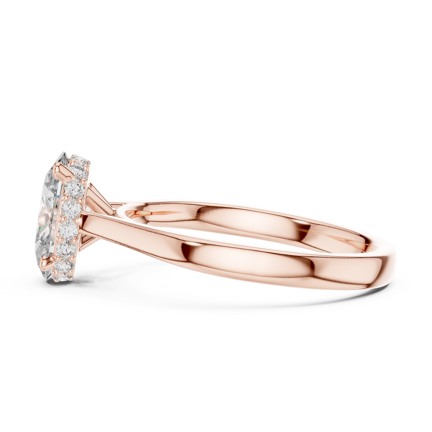 Oval Hidden Halo Engagement Ring with Pave Diamond Band