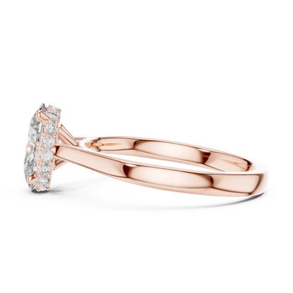 Oval Hidden Halo Engagement Ring with Pave Diamond Band