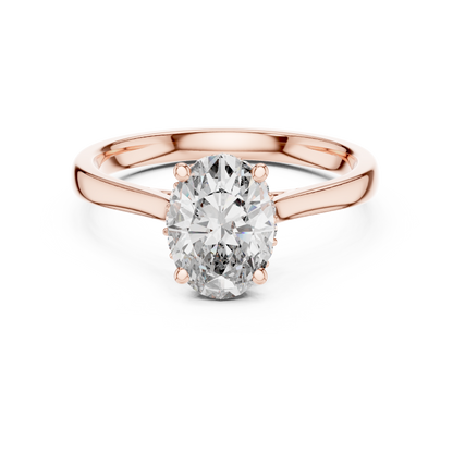 Oval Hidden Halo Engagement Ring with Pave Diamond Band