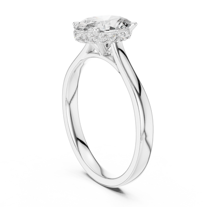 Oval Hidden Halo Engagement Ring with Pave Diamond Band
