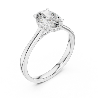 Oval Hidden Halo Engagement Ring with Pave Diamond Band