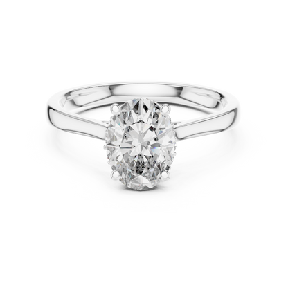 Oval Hidden Halo Engagement Ring with Pave Diamond Band