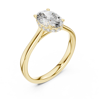 Oval Hidden Halo Engagement Ring with Pave Diamond Band