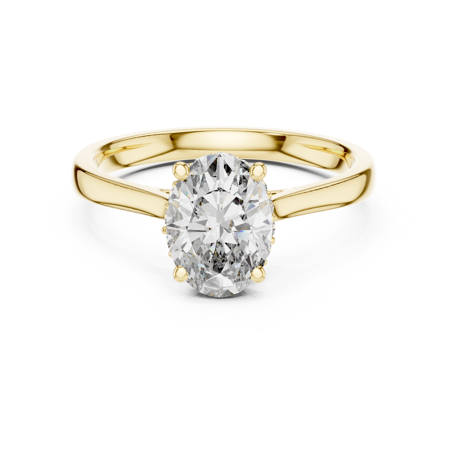 Oval Hidden Halo Engagement Ring with Pave Diamond Band