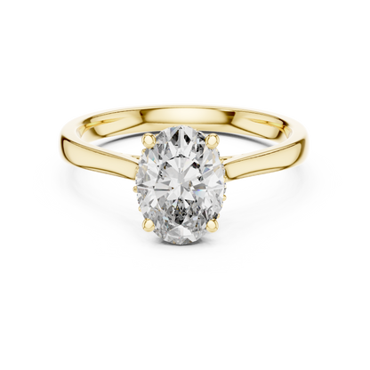 Oval Hidden Halo Engagement Ring with Pave Diamond Band