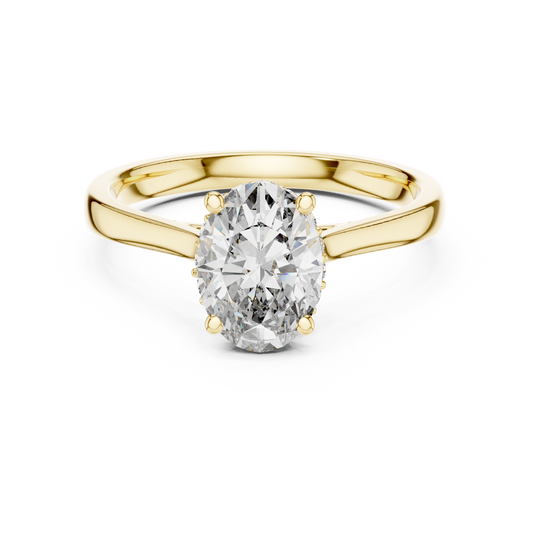Oval Hidden Halo Engagement Ring with Pave Diamond Band
