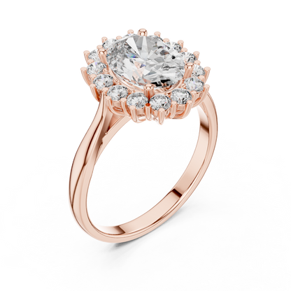 Oval Sapphire Cluster Halo Ring