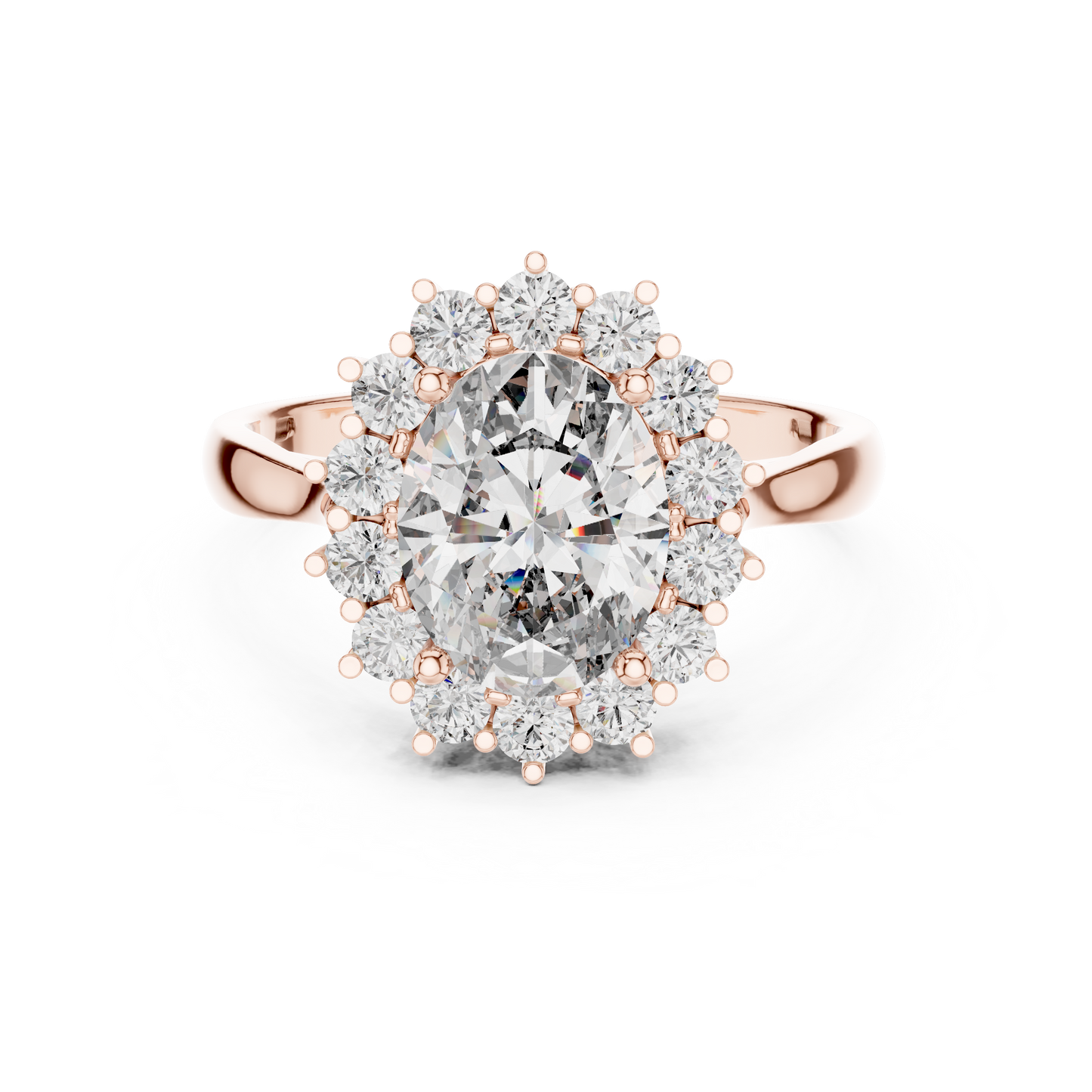 Oval Sapphire Cluster Halo Ring
