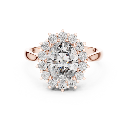 Oval Sapphire Cluster Halo Ring