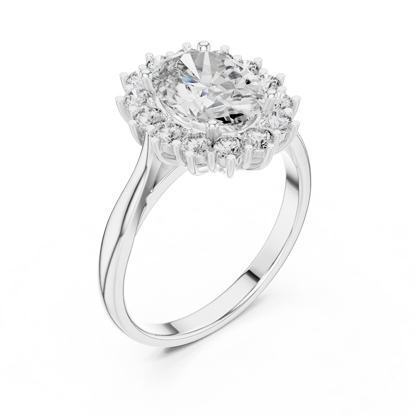 Oval Sapphire Cluster Halo Ring