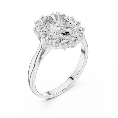 Oval Sapphire Cluster Halo Ring