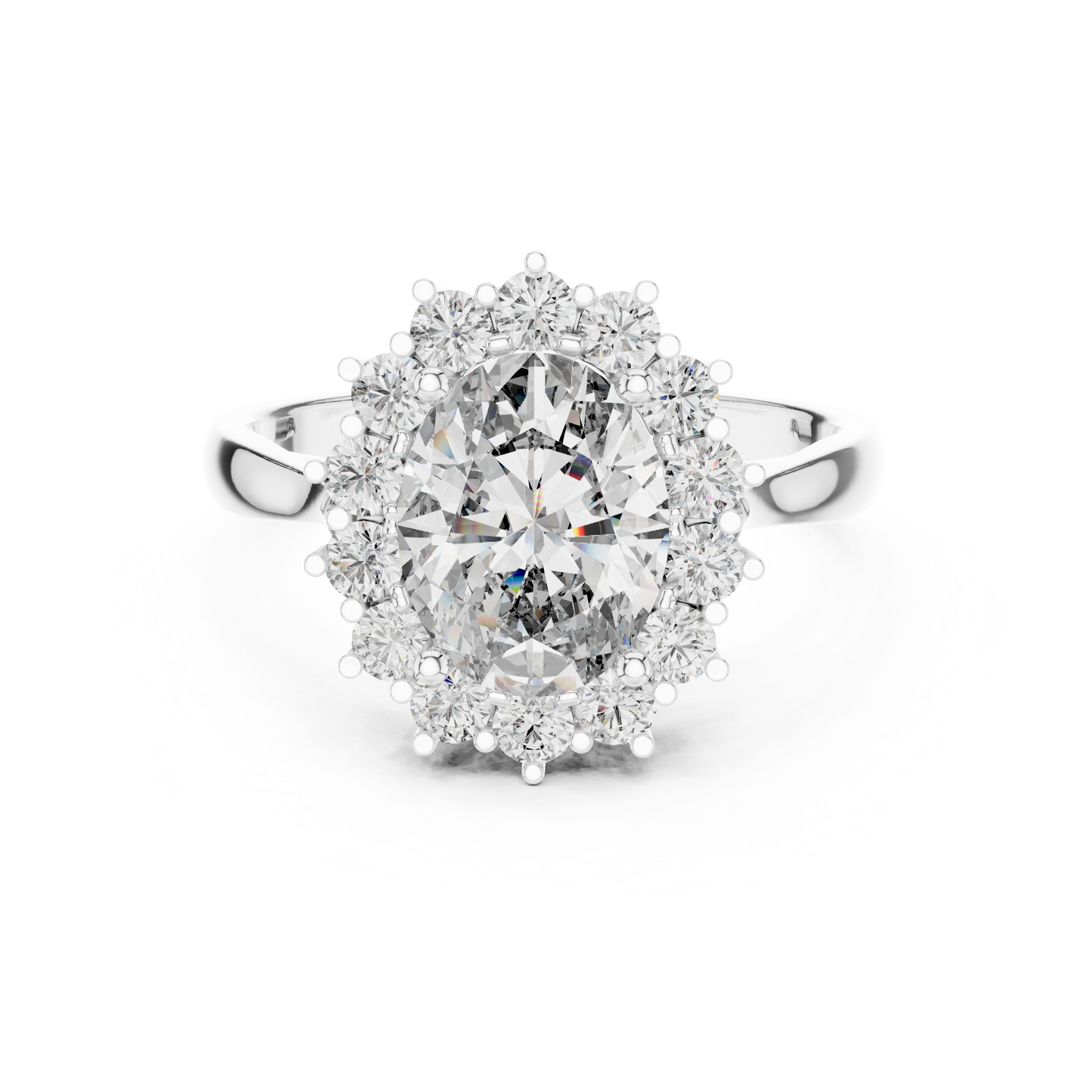 Oval Sapphire Cluster Halo Ring