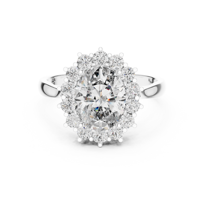 Oval Sapphire Cluster Halo Ring