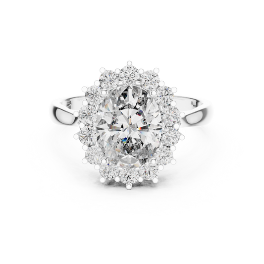 Oval Sapphire Cluster Halo Ring