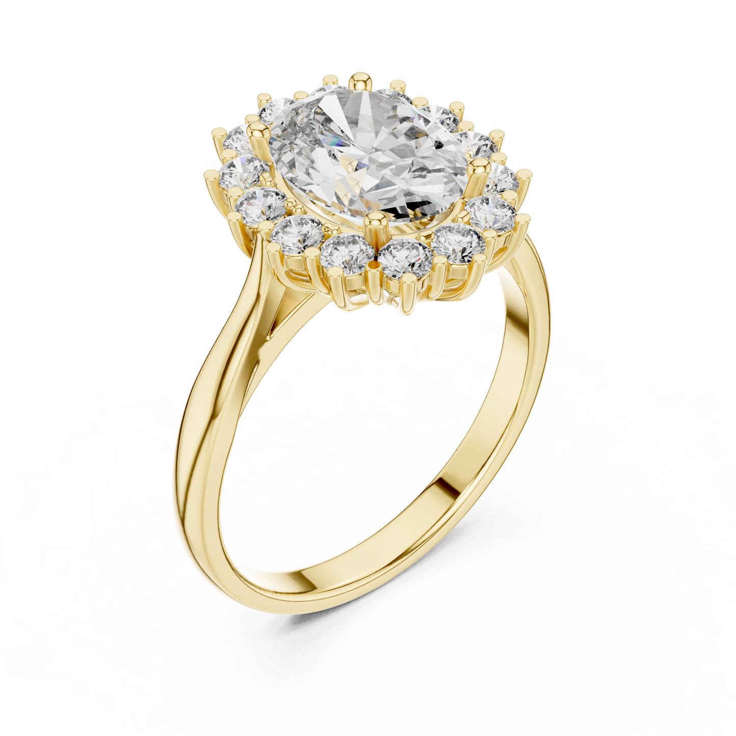 Oval Sapphire Cluster Halo Ring