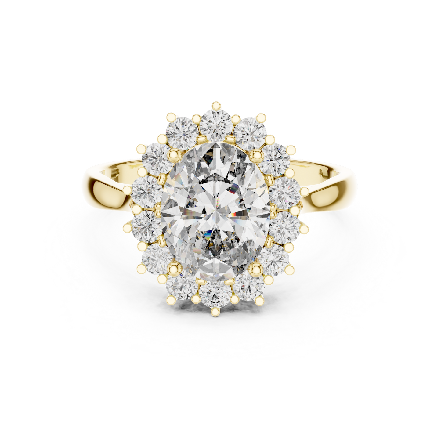 Oval Sapphire Cluster Halo Ring