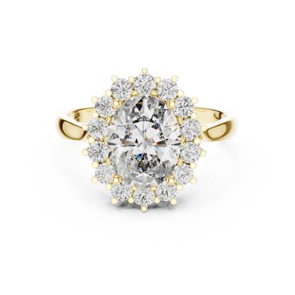 Oval Sapphire Cluster Halo Ring